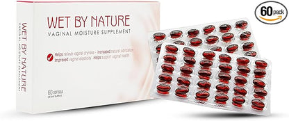 Wet by Nature | 60 Pills | Natural Feminine Hydration for Menopause Support & Lasting Comfort | Estrogen-Free Daily Oral Supplement to Help Relieve Vaginal Dryness, Burning & Itching