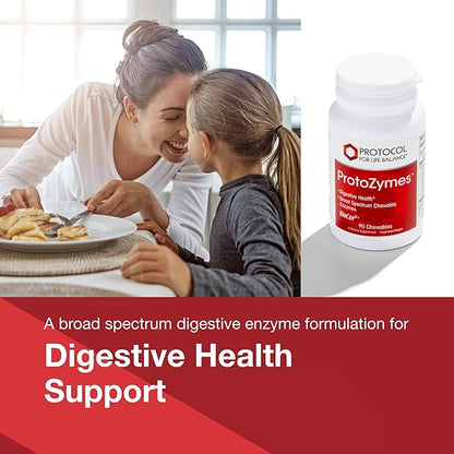 PROTOCOL FOR LIFE BALANCE Protozymes - Digestive Enzymes for Nutrient Breakdown - Support Digestive Health - Aid Lactose Breakdown - Vegan & Kosher - 90 Chewables