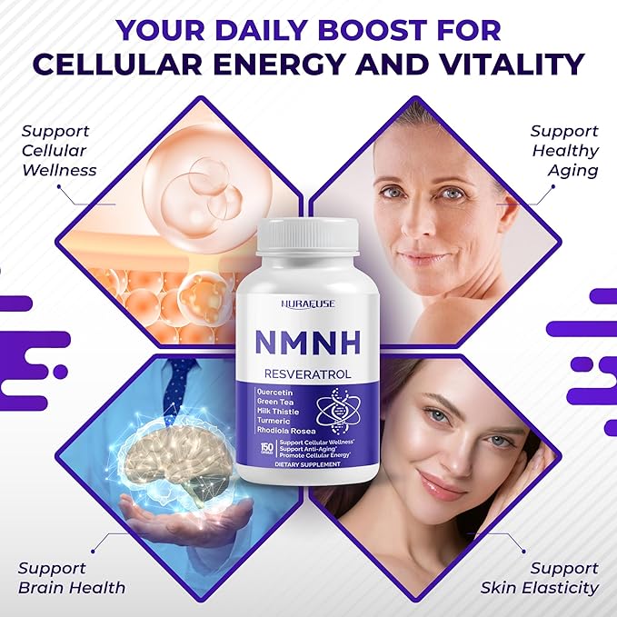 High Potency NMNH with Resveratrol, Quercetin, Green Tea, Milk Thistle, Turmeric & Rhodiola Rosea – Supports Cellular Wellness & Anti-Aging* – Made in The USA