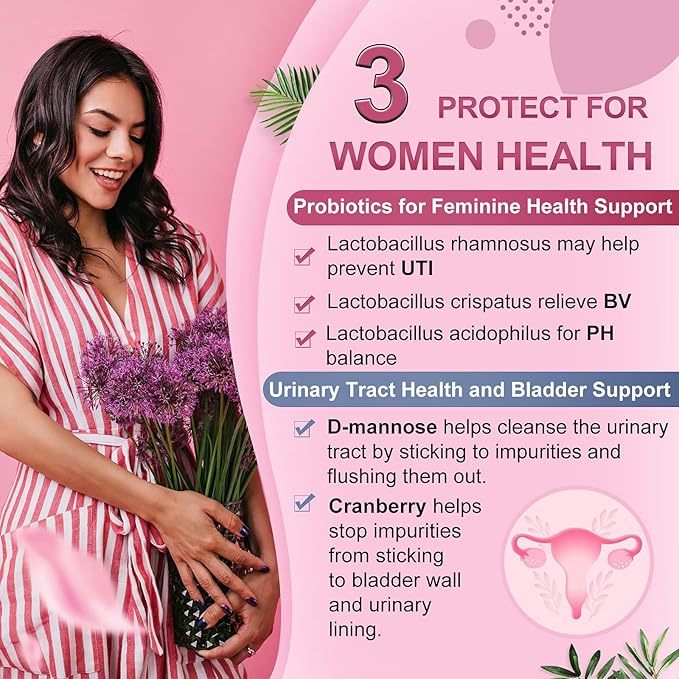 NATURE TARGET Probiotics-for-Women with Prebiotics, Cranberry and D-Mannose, 60-Billion-CFUs, Women's Probiotic for Digestive Health/Gut Health/Immune Booster