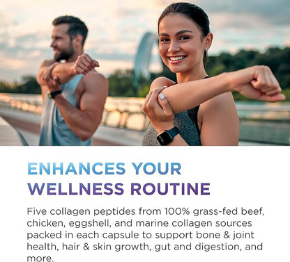 DR. EMIL NUTRITION Multi Collagen Pills - 180 Capsules - Collagen Supplements to Support Hair, Skin, Nails, & Joints - Hydrolyzed Collagen Supplements for Women with Types I, II, III, V & X