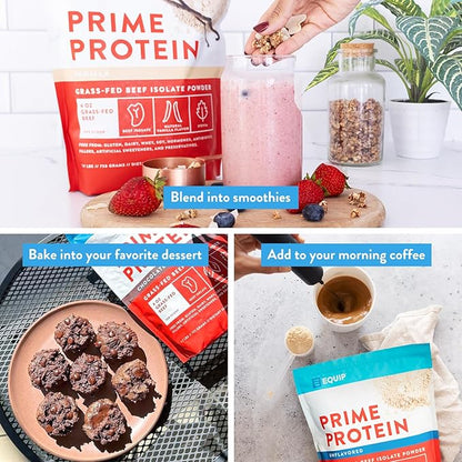 Equip Foods Prime Protein Powder Vanilla & Grass Fed Collagen Powder Unflavored