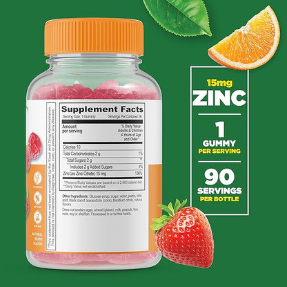 Lifeable Zinc Kids + Vitamin C Kids, Gummies Bundle - Great Tasting, Vitamin Supplement, Gluten Free, GMO Free, Chewable Gummy