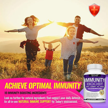 10 in 1 Immunity Boost Immune Support Supplement â€“ 1650mg Made with Elderberry, Vitamin C, Zinc, Echinacea & Probiotics for Immune System Booster, Support Healthy Respiratory System, 2x 60 Capsule
