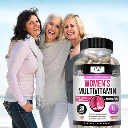 Kaya Naturals Women's Multivitamin, Overall Healthy Antioxidant, and Immune Support, Vitamins A, D, C, E, Biotin, Folic Acid, & Multi-Mineral, Energy & Metabolism Vitamin Supplement 30 Count