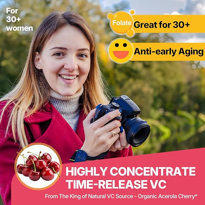 Vitamin C D3 5000IU Zinc Gummies Tailored for Women, Elderberry, Echinacea for Immune, Folate, Hyaluronic Acid, Copper, Vit E for Beauty, CoQ10 for Energy, Overall Health, Sugar Free,Chewable, Natural