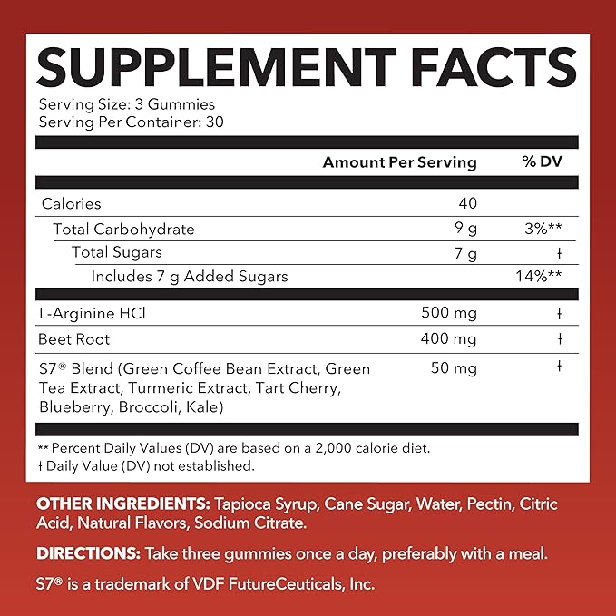 Nitric Oxide Gummies for Men and Women with L-Arginine and Beet Root - NO Gummies for Endurance and Recovery - 90 Count - Green Apple and Cinnamon Flavor - Vegan, Non-GMO, 1 Month Supply