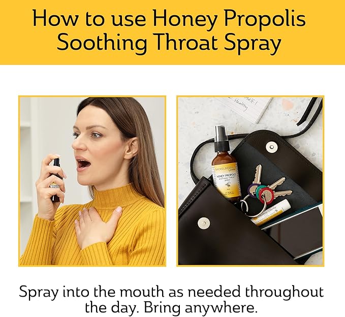 Mickelberry Gardens Honey Propolis Throat Spray - Soothing Sore Throat Relief & Propolis Immune Support for Adults & Kids - Herbal & Honey Formula (2 oz, 2 Pack)