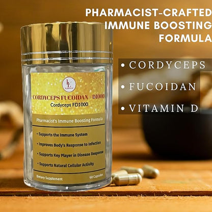 Cordyceps FD1000 Pharmacist Formula Cordyceps Fucoidan Vitamin D | Immune Booster | LL Supplement - 60 Capsule
