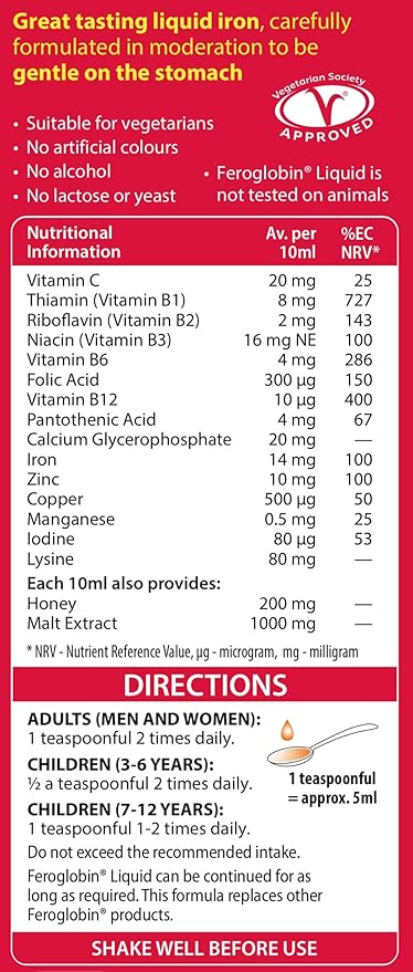 Gentle Iron and Nutrient Liquid - Reduce Tiredness and Fatigue | Maintain Health and Vitality | Natural Iron Source