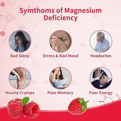 180 CT Magnesium Glycinate Gummies 1000mg - Sugar Free Magnesium Potassium Supplement with Vitamin D, B6, CoQ10 for Calm Mood & Sleep Support - 180 Raspberry Gummies