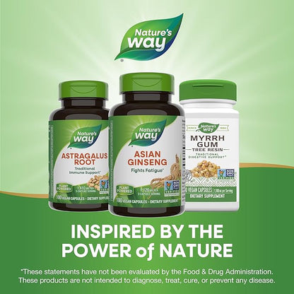 Nature's Way Asian Ginseng, Fights Fatigue*, 1,120mg Per 2-capsule Serving, Non-GMO Project Verified, Vegan, 100 Capsules (Packaging May Vary)
