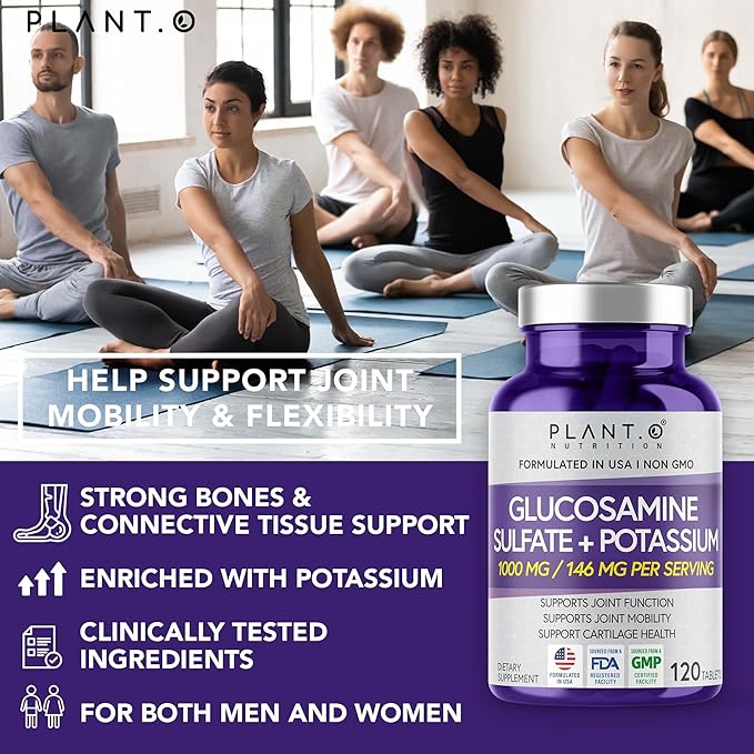 Glucosamine Sulfate with Potassium | Strong Joint Support Supplement | Supports Cartilage and Connective Tissues | Aids Knee and Bone Structure | 120 Tablets