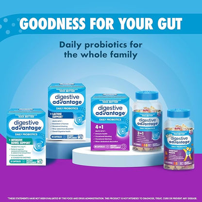 Digestive Advantage Probiotics for Digestive Health, Daily Probiotics for Women & Men, Supports Gut Health, Occasional Bloating & Diarrhea, Minor Abdominal Discomfort, & Immune Support, 60ct Capsules
