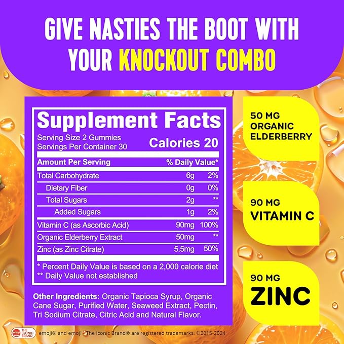 HEARTY Immune Support Gummies, Elderberry, Zinc & Vitamin C Gummies for Kids & Adults, Kid Vitamins for Immune System Support, Adult Immunity Supplement, Non-GMO, 60 Gummy Count
