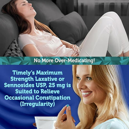 Timely - Max Lax Laxatives - 90 Maximum Strength Tablets - 25mg Sennosides Laxative - Compare to Ex-Lax Maximum Strength - Occasional Constipation Relief, Best Laxatives for Constipation Fast Acting