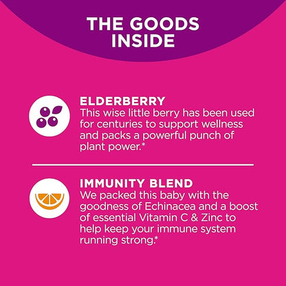 OLLY Teen Girl Multi Gummy, Healthy Skin and Immune Support, 15 Essential Vitamins, 70 Count Gummy Active Immunity+Elderberry, 45 Gummies, Berry Flavor