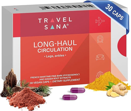 Long-Haul Circulation | Supports Healthy Circulation in Legs, Ankles and Feet | Promotes Vascular Function & Comfort | Pycnogenol 100 mg & Ginger Root Extract | Fast-Acting | 30 Servings