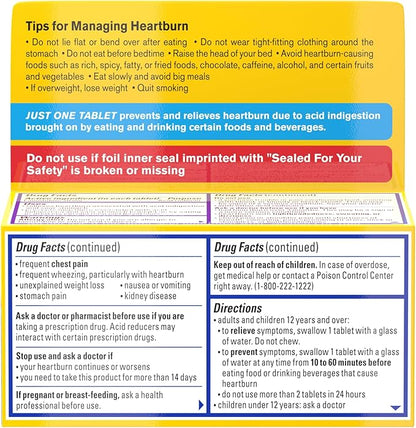 Pepcid AC Maximum Strength Heartburn Relief Tablets, OTC Medicine Prevents & Relieves Heartburn Due to Acid Indigestion, 20mg Famotidine Acid Reducer, Fast-Acting, 75 Ct
