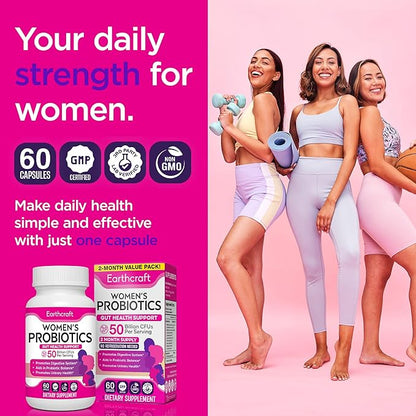 Probiotics for Women 50 Billion CFU – 10 Strains + Prebiotics for Vaginal Health, Digestive, Gut, PH Balance and Immune Health – Delayed Release Capsules, Non-GMO, Vegan, Support Nutrient Absorption