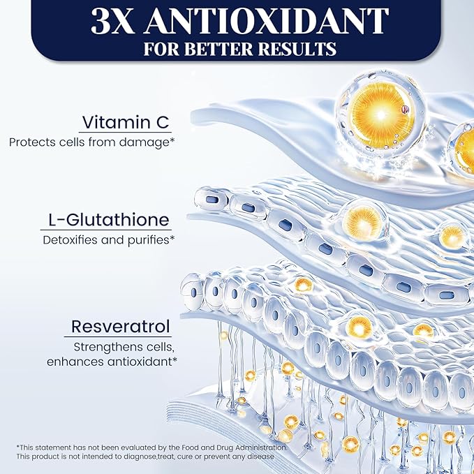 Liposomal Glutathione 2000mg Supplement with Vitamin C & Resveratrol, Antioxidant Capsules for Immune Support, Liver Detox, Skin Whitening & Cellular Health, 120 Capsules