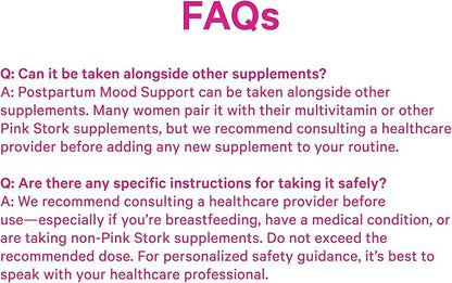 Pink Stork Postpartum Mood Support - Postnatal Hormone Balance for Women - Breastfeeding Friendly - Stress & Cognitive Support, New Mom Essentials - Ashwagandha, Chamomile, & Vitamin D, 60 Capsules