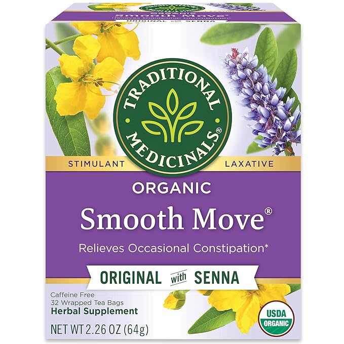 Traditional Medicinals Tea, Organic Smooth Move, Relieves Occasional Constipation, Senna, 32 Tea Bags
