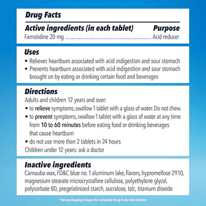 Pepcid AC Maximum Strength Heartburn Relief Tablets, OTC Medicine Prevents & Relieves Heartburn Due to Acid Indigestion & Sour Stomach, 20mg Famotidine Acid Reducer, ICY Cool Mint, 40 ct