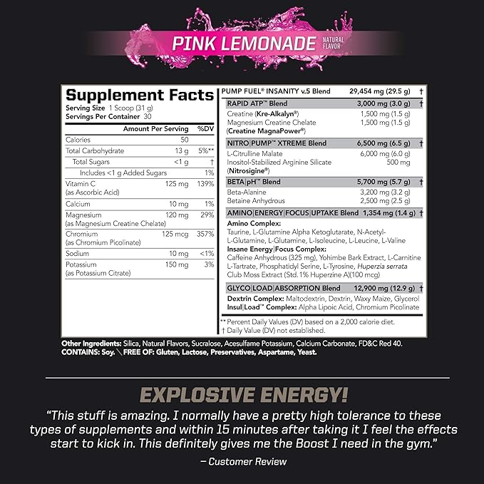 PMD Sports Ultra Pump Fuel Insanity - Pre Workout – Pink Lemonade (30 Servings) Sports Omega Cuts Elite Thermogenic Fat Burner (90 Softgels)