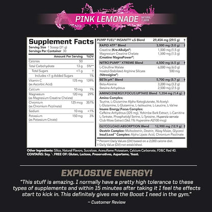 PMD Sports Ultra Pump Fuel Insanity - Pre Workout – Pink Lemonade (30 Servings) Sports Omega Cuts Elite Thermogenic Fat Burner (90 Softgels)