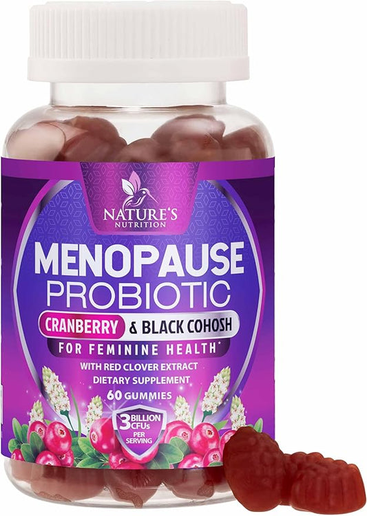 Menopause Supplements for Women - Probiotic for Women Gummy, 3 Billion CFU Natural Menopause Relief for Mild Hot Flashes & Night Sweats, PH, Vaginal Health Support, Probiotic Supplement - 60 Gummies