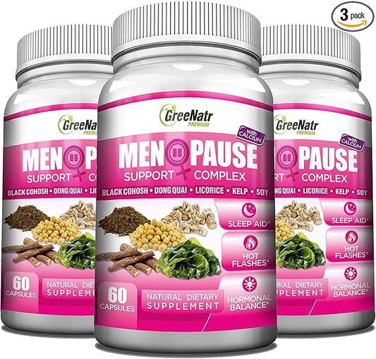 Menopause Supplements for Women - Perimenopause Supplements Women with Dong Quai & Black Cohosh for Menopause Hot Flashes - Menopause Support for Sleep Quality & Hormone Balance - 3 Bottles