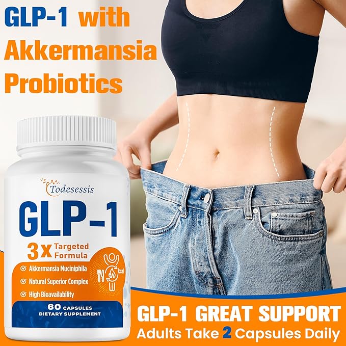 GLP-1 Supplement for Women, Natural GLP-1 Support, 3X Targeted Formula, GLP1 with Akkermansia Probiotic, Berberine HCI & Chicory Inulin, for Metabolism, Digestive & Gut Health - Vegan, 60 Capsules
