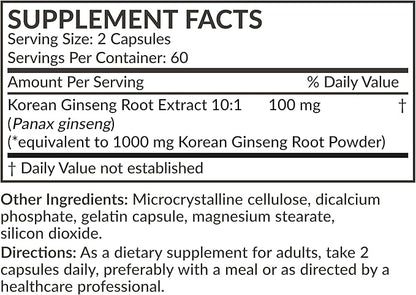 Futurebiotics Korean Panax Ginseng Energy, Memory & Brain Health Support, Non-GMO, 120 Capsules