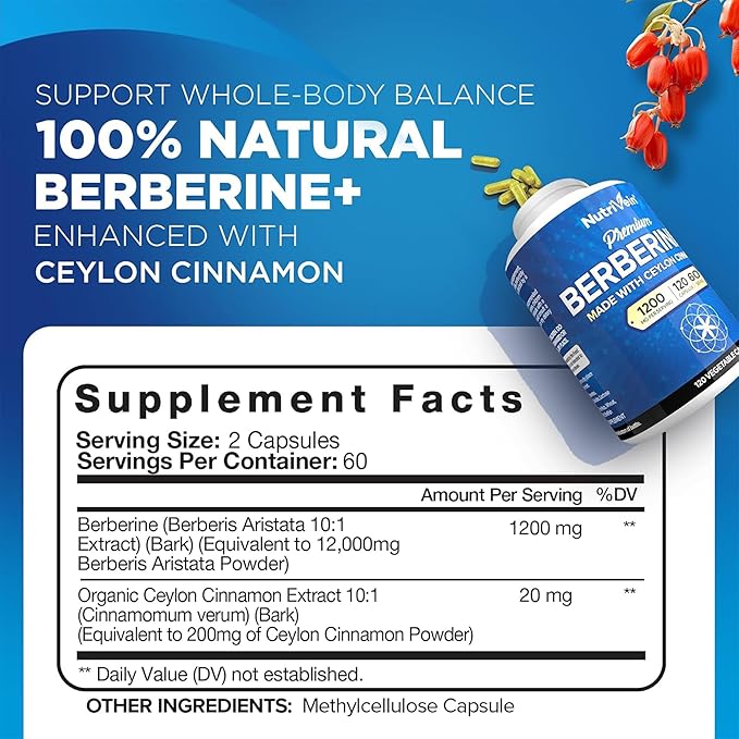 Nutrivein Premium Korean Panax Ginseng Supplement & Berberine Supplements Bundle: High-Absorption Berberine Complex & Genuine Red Ginseng Bundle for Daily Clarity, Vitality, & Wellness