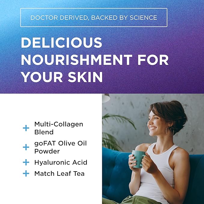 Collagen Peptides Powder - Matcha Green Tea Collagen Powder for Women - Collagen Supplements for Hair, Skin & Nails with Hyaluronic Acid - 9g Protein per Serving