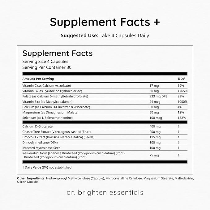 Dr. Brighten Balance - Hormone Balance for Women with Chasteberry and DIM - Targets Hormonal Acne, Period Issues, & PMS - Vegan, Non-GMO