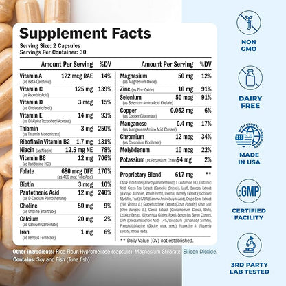 Nootropics Brain Support Supplement - Nootropic Brain Booster for Improved Focus, Concentration & Memory. Brain Nootropic for Brain Health, Mood & Energy Support. Non-GMO. Made in the USA. 60 Capsules