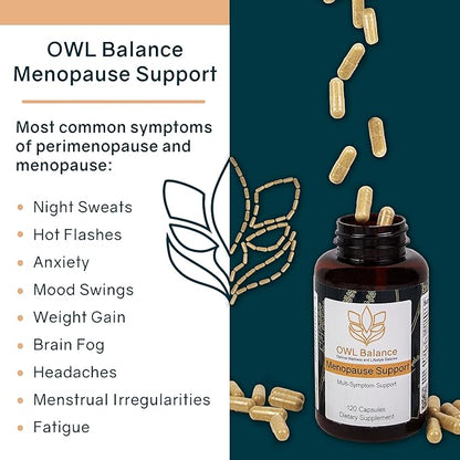 Menopause Support for Women - Menopause + Perimenopause Relief for Hot Flashes, Low Energy, Hormone Support - 120 Herbal Capsules