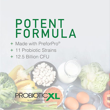 OmegaXL ProbioticXL - Probiotic & Prebiotic, Shelf Stable - Blend 11 Strains - Promote Healthy Gut Flora Growth, 12.5 Billion CFU - Non-GMO, Gluten-Free - 30 Veggie Caps