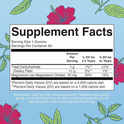 MaryRuth Organics Kids Magnesium Citrate Gummies by MaryRuth's | 2 Month Supply | Sugar-Free | Calm Magnesium Gummies for Kids 2+ | Bone Health | Calcium Absorption | Vegan | 60 Count