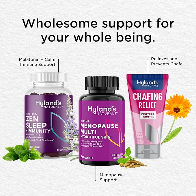 Hyland's Rock On Menopause and Youthful Skin Multivitamin for Women with Immune Support, 60 Capsules, Menopause Relief for Women with Biotin, Collagen, and Red Clover