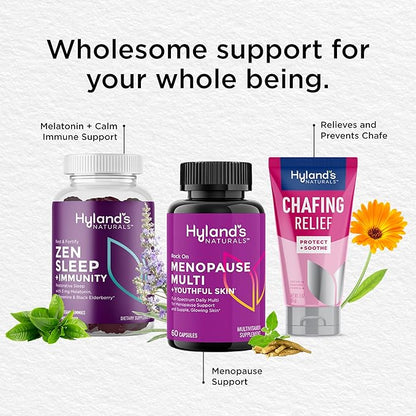 Hyland's Rock On Menopause and Youthful Skin Multivitamin for Women with Immune Support, 60 Capsules, Menopause Relief for Women with Biotin, Collagen, and Red Clover