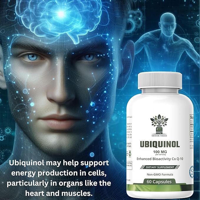 Ubiquinol CoQ10 100mg - Enhanced Bioavailability, High Absorption Coenzyme Q10 Supplement - Non-GMO, Gluten Free co q10 for Heart Health, Healthy Blood Pressure Levels, 60 Capsules