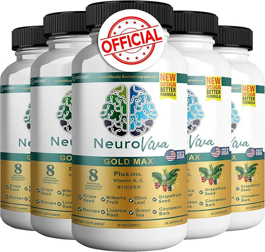 Neuroviva Gold Max Plus Brain Supplement for Memory and Focus Concentration for Mental Clarity, Cognitive Enhancement Vitamins B6, B12 60 Capsules (5)