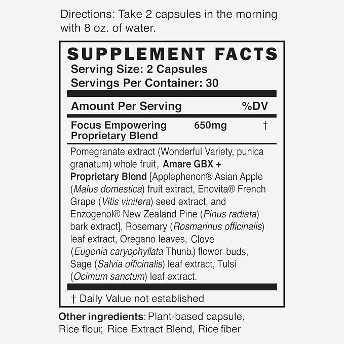 Amare Global MentaFocus® Supercharged Mental Focus and Congnition Supplement, 60 Capsules