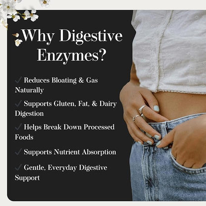 Aeva Digestive Enzymes – Anti-Bloat & Gas Relief for Dairy, Gluten, Protein & Fat – Broad-Spectrum Enzyme Formula with Single Capsule Convenience – Made in California & Functional Medicine Backed