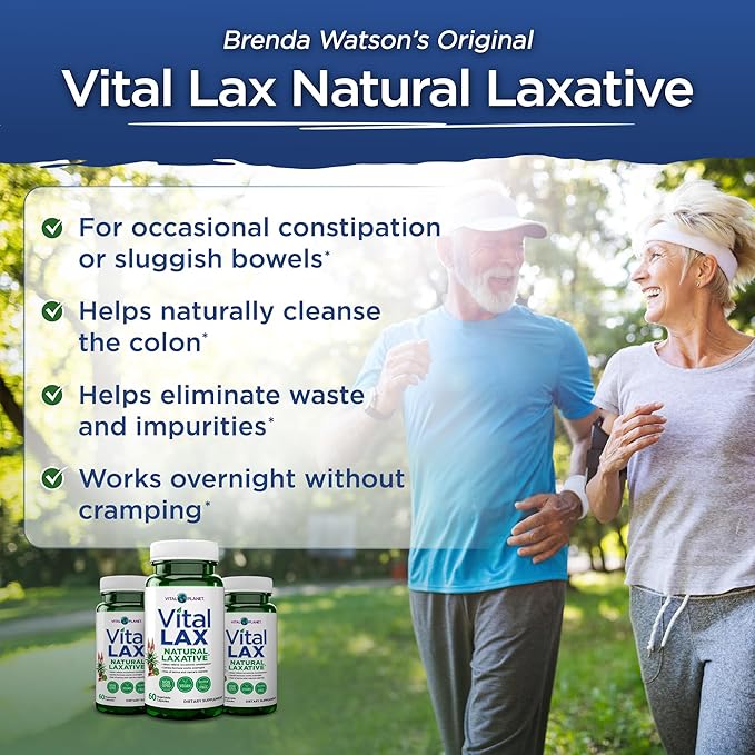 Vital Planet - Vital Lax Natural Laxative Cleanse Supplement for Occasional Constipation, with Magnesium Hydroxide, Slippery Elm, Aloe, and Triphala to Support Bowel Regularity 60 Capsules