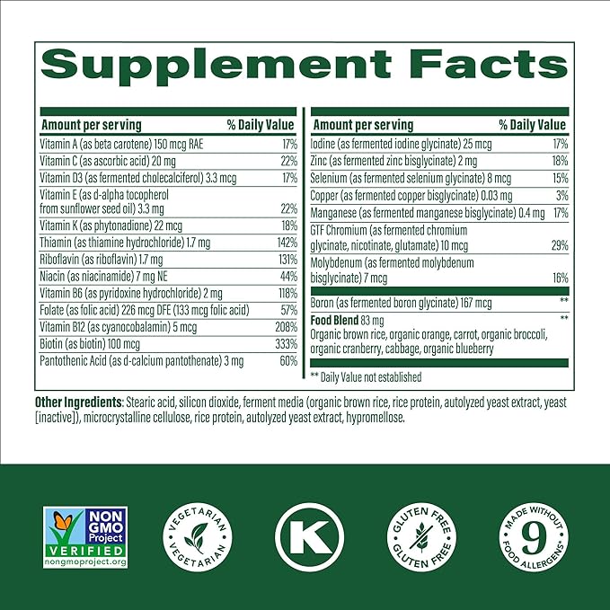 MegaFood Kids One Daily Multivitamin - Convenient Mini Multivitamin for Kids - with Zinc, Vitamins C, B & D - Vegetarian, Gluten Free, Non GMO - 60 Tablets, 60 Servings