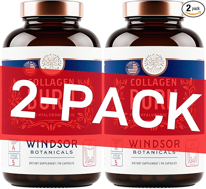 Thermogenic Multi Collagen Burn Capsules - Hydrating Hyaluronic Acid, Marine Collagen Supplements for Women and Men & Vitamin C - Hydrolyzed Collagen Complex 5 Types- 2-Pack, 180 Pills